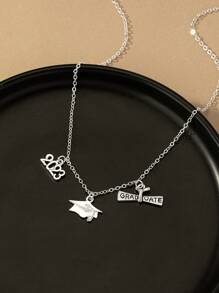 專業帽子墜飾項鍊 - 銀色 - 查看 2