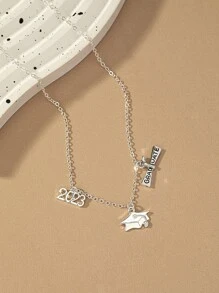 專業帽子墜飾項鍊 - 銀色 - 查看 3