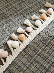 1 Polyester Sofa Khăn Boho Tua Rua & Pom Pom Viền Chống Trơn Trượt Ghế Sofa Chăn Cho Tất Cả Các Mùa - Màu xám đen - Xem 6