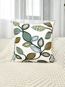 1pc Leaf Embroidery Cushion Cover Without Filler, Modern Canvas Decorative Throw Pillow Cover For Home - Multicolor - View 6