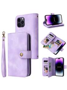 Flip PU Phone Case With Lanyard