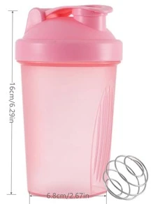 1 件 400ml 塑料摇摇杯，日常粉色便携式防滑摇摇杯，适用于室内外运动运动水壶，户外水壶