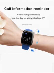 1pc Black Silicone Strap Sporty Heart Rate Monitoring And Pedometer Multi-Function Square Smart Watch & 2pcs Replacement Silicone Strap, Compatible With Androids IOS Compatible With IPhone