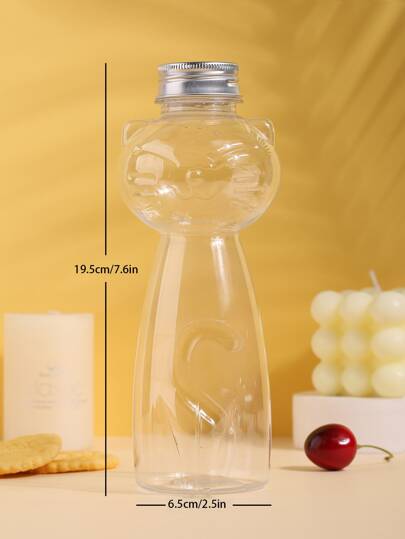 1 Stück Plastikwasserflasche, Cartoon nettes Katzen Design Sport Wasserflasche für Outdoor