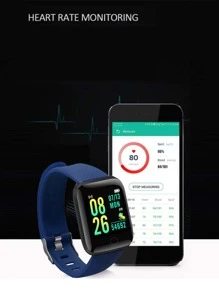 1pc Black Silicone Strap Sporty Heart Rate Monitoring And Pedometer Multi-Function Square Smart Watch & 2pcs Replacement Silicone Strap, Compatible With Androids IOS Compatible With IPhone