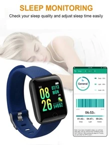 1pc Black Silicone Strap Sporty Heart Rate Monitoring And Pedometer Multi-Function Square Smart Watch & 2pcs Replacement Silicone Strap, Compatible With Androids IOS Compatible With IPhone