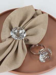 1pc Zinc Alloy Napkin Ring, Modern Diamond Decor Napkin Holder Ring For Restaurant - Silver - View 1