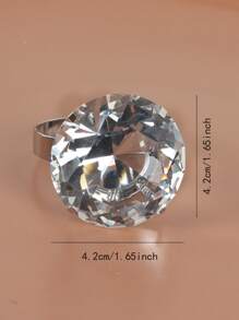 1pc Zinc Alloy Napkin Ring, Modern Diamond Decor Napkin Holder Ring For Restaurant - Silver - View 2