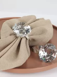 1pc Zinc Alloy Napkin Ring, Modern Diamond Decor Napkin Holder Ring For Restaurant - Silver - View 3