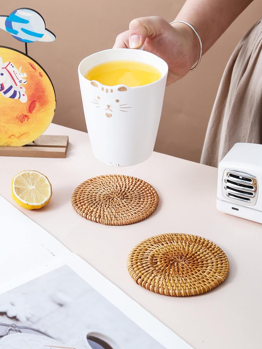 1入組編織杯墊 - 卡其色 - 查看 1