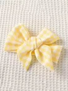 SHEIN Vintaside Kids Young Girl Gingham Ruffle Trim Overall Dress & Accessory Headband - Yellow - View 6