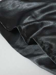 Bộ 2 vỏ gối bằng vải satin polyester, vỏ gối màu trơn phù hợp với tóc và da, khóa kéo dạng phong bì, không có ruột gối, phù hợp cho phòng ngủ/phòng khách/ký túc xá (trai/gái)/du lịch - màu đen - Xem 4