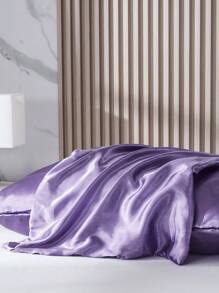 Bộ 2 vỏ gối bằng vải satin polyester - Vỏ gối màu trơn cho tóc và da, khóa dạng phong bì, không có ruột gối, thích hợp cho phòng ngủ/phòng khách/ký túc xá (trai/gái)/du lịch - Màu tím - Xem 1