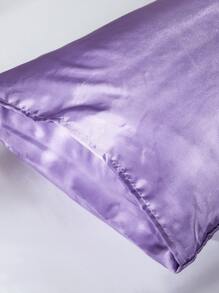 Bộ 2 vỏ gối bằng vải satin polyester - Vỏ gối màu trơn cho tóc và da, khóa dạng phong bì, không có ruột gối, thích hợp cho phòng ngủ/phòng khách/ký túc xá (trai/gái)/du lịch - Màu tím - Xem 5
