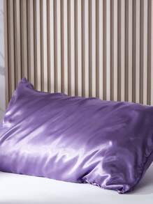 Bộ 2 vỏ gối bằng vải satin polyester - Vỏ gối màu trơn cho tóc và da, khóa dạng phong bì, không có ruột gối, thích hợp cho phòng ngủ/phòng khách/ký túc xá (trai/gái)/du lịch - Màu tím - Xem 6