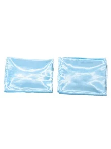 2 件涤纶缎面枕套套装 - 纯色枕套，适合头发和皮肤，信封封口，无枕芯，适用于卧室/客房/宿舍（男孩和女孩）/旅行 - 淺藍色 - 查看 3