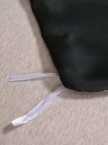 3件套纯色床上用品，缎面光滑柔软涤纶纤维被套。套装包含：1个带四角带和拉链的被套 + 2个枕套（不含被子或枕芯），适用于卧室、旅行、宿舍（男孩/女孩） - 黑色 - 查看 5