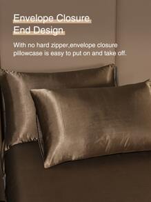 素色緞面床笠套裝不附內芯 - 咖啡棕 - 查看 4