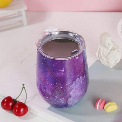 1入組星空圖案絕緣平底無腳杯