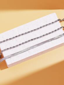 3 cái/bộ Vòng Tay Tối Giản, Trang Sức Bằng Thép Không Gỉ - Bạc - Xem 4