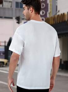 Manfinity Loose-Fit Men's Slogan Graphic Drop Shoulder T-Shirt - White - View 3