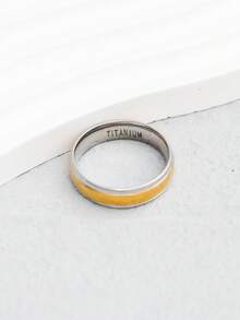 1入組時尚不銹鋼雙色戒指適合女士日常裝飾 - 彩色 - 查看 3