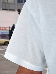 Manfinity Loose-Fit Men's Slogan Graphic Drop Shoulder T-Shirt - White - View 8