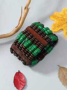 Vòng tay gỗ thủ công phong cách Bohemian - Nhiều màu - Xem 1