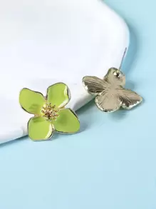 1 Pair Fashionable High-End Sweet Elegant Minimalist Versatile White, Pink, Red, Burgundy, Purple, Green Enamel 4-Petal, 5-Petal, 6-Petal Flower Earrings, Suitable For Daily Wear, Vacation, Gift - Green - View 4