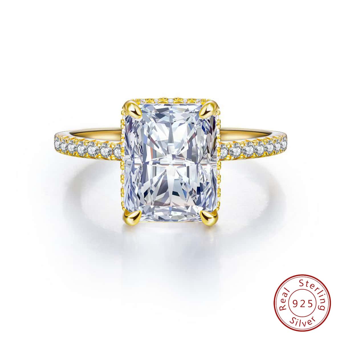 Anillo de compromiso/boda con esmeralda brillante, anillo de promesa/eternidad de plata de ley 925 para mujer, joyería elegante vintage, regalo nupci