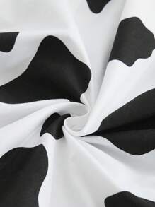 牛印花床單，黑白卡通床單，適用於臥室 - 黑與白 - 查看 3