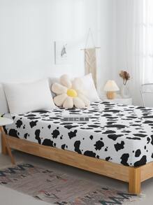 牛印花床單，黑白卡通床單，適用於臥室 - 黑與白 - 查看 5