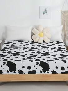 牛印花床單，黑白卡通床單，適用於臥室 - 黑與白 - 查看 6