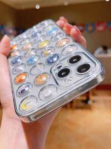 Cartoon Astronaut Print Clear Phone Case - Multicolor - View 3