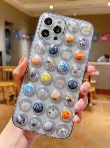 Cartoon Astronaut Print Clear Phone Case - Multicolor - View 4