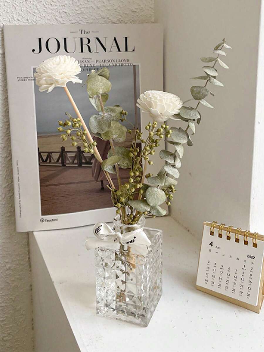 1pc French Style Transparent Vase, Glass Decorative Vase For Home - Clear - View 1