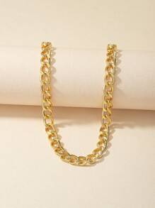 極簡鏈條樣式項鍊 - 金黃色 - 查看 2