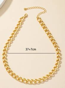 極簡鏈條樣式項鍊 - 金黃色 - 查看 4