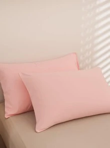 1 cặp áo gối màu trơn không có chất độn - Hồng - Xem 5