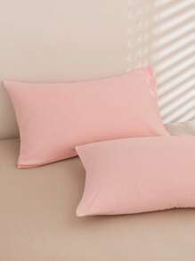 1 cặp áo gối màu trơn không có chất độn - Hồng - Xem 6