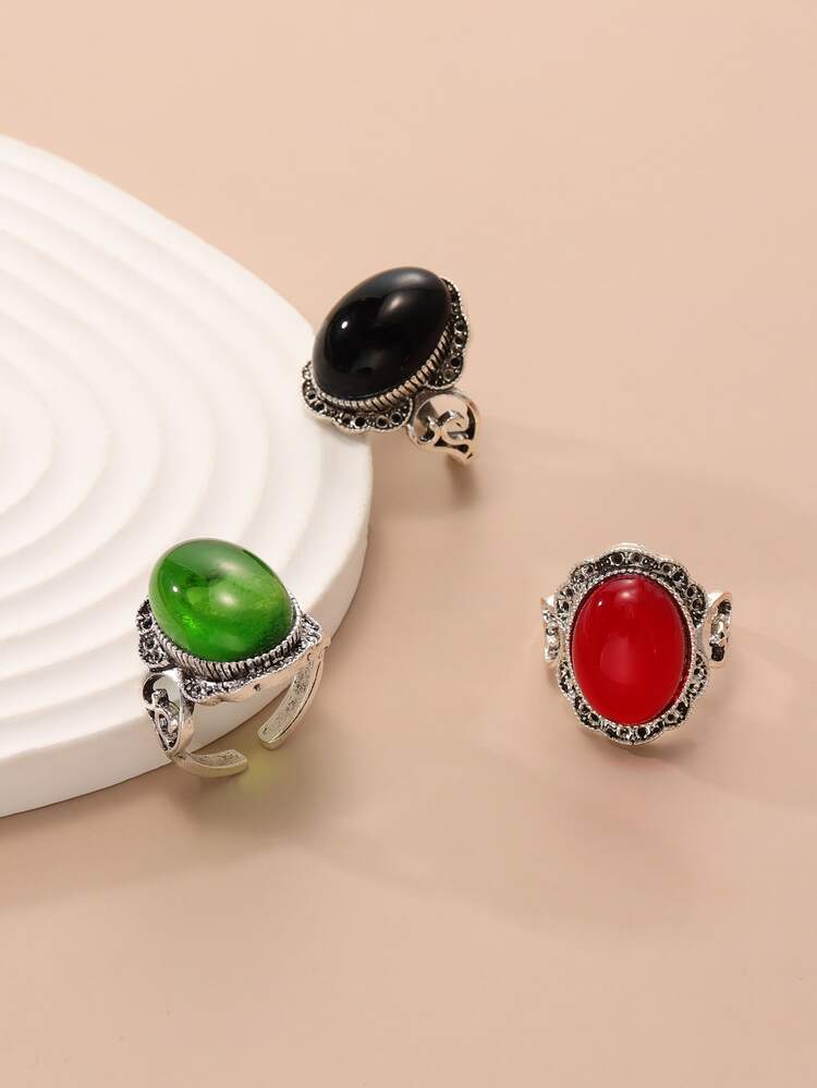 Anillo con diseño de oval - Burdeos - Añade 1