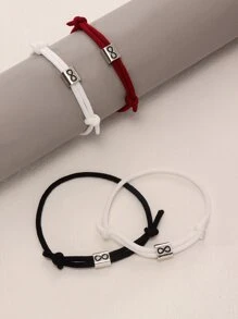2pcs/set Couple Infinity Detail Bracelet - Black and White - View 1