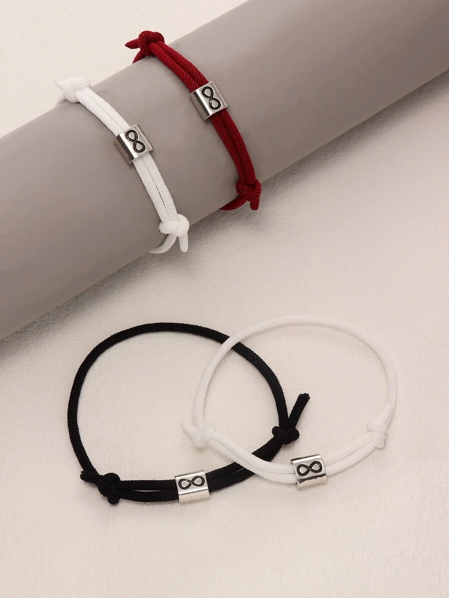 2pcs/set Couple Infinity Detail Bracelet - Black and White - View 1