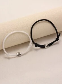 2pcs/set Couple Infinity Detail Bracelet - Black and White - View 3
