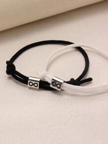 2pcs/set Couple Infinity Detail Bracelet - Black and White - View 4