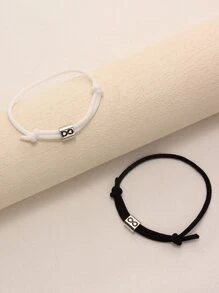 2pcs/set Couple Infinity Detail Bracelet - Black and White - View 5