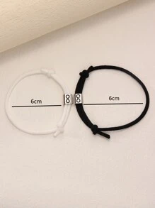 2pcs/set Couple Infinity Detail Bracelet - Black and White - View 6