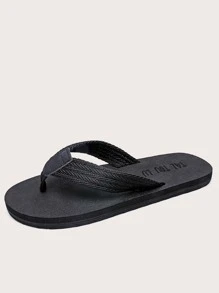 Men Minimalist Toe Post Flip Flops, Outdoor Fabric Flip Flops - Black - View 2