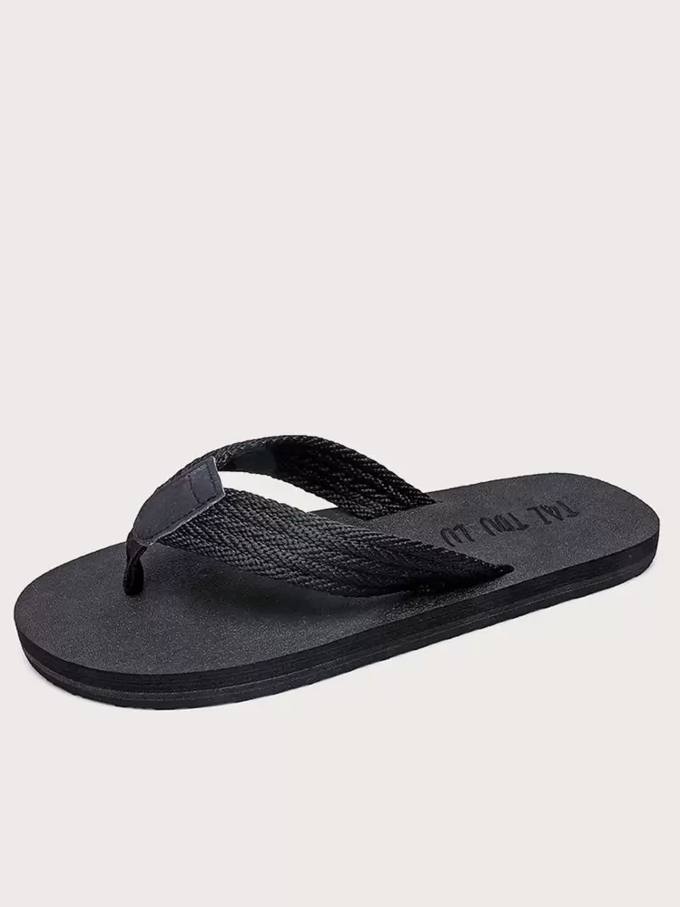 Men Minimalist Toe Post Flip Flops, Outdoor Fabric Flip Flops - Black - View 2