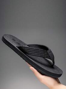 Men Minimalist Toe Post Flip Flops, Outdoor Fabric Flip Flops - Black - View 4